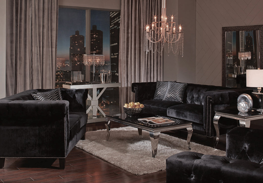 Reventlow Upholstered Tufted 2-Piece Living Room Set Black