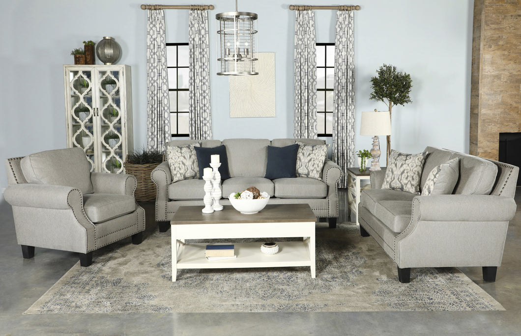 Sheldon Upholstered 2-Piece Living Room Set with Rolled Arms Grey